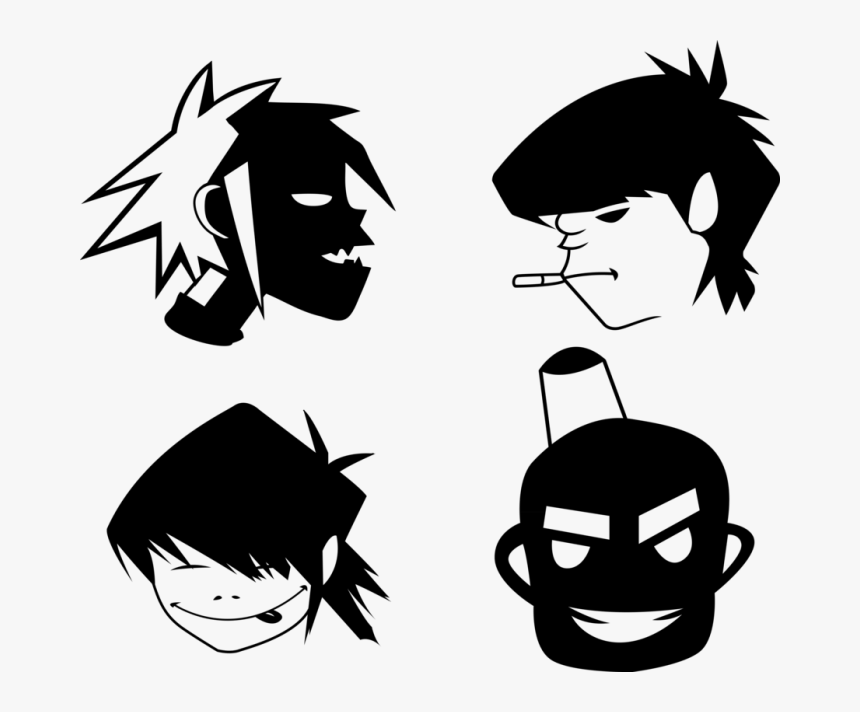 Noodle Gorillaz Black And White, HD Png Download