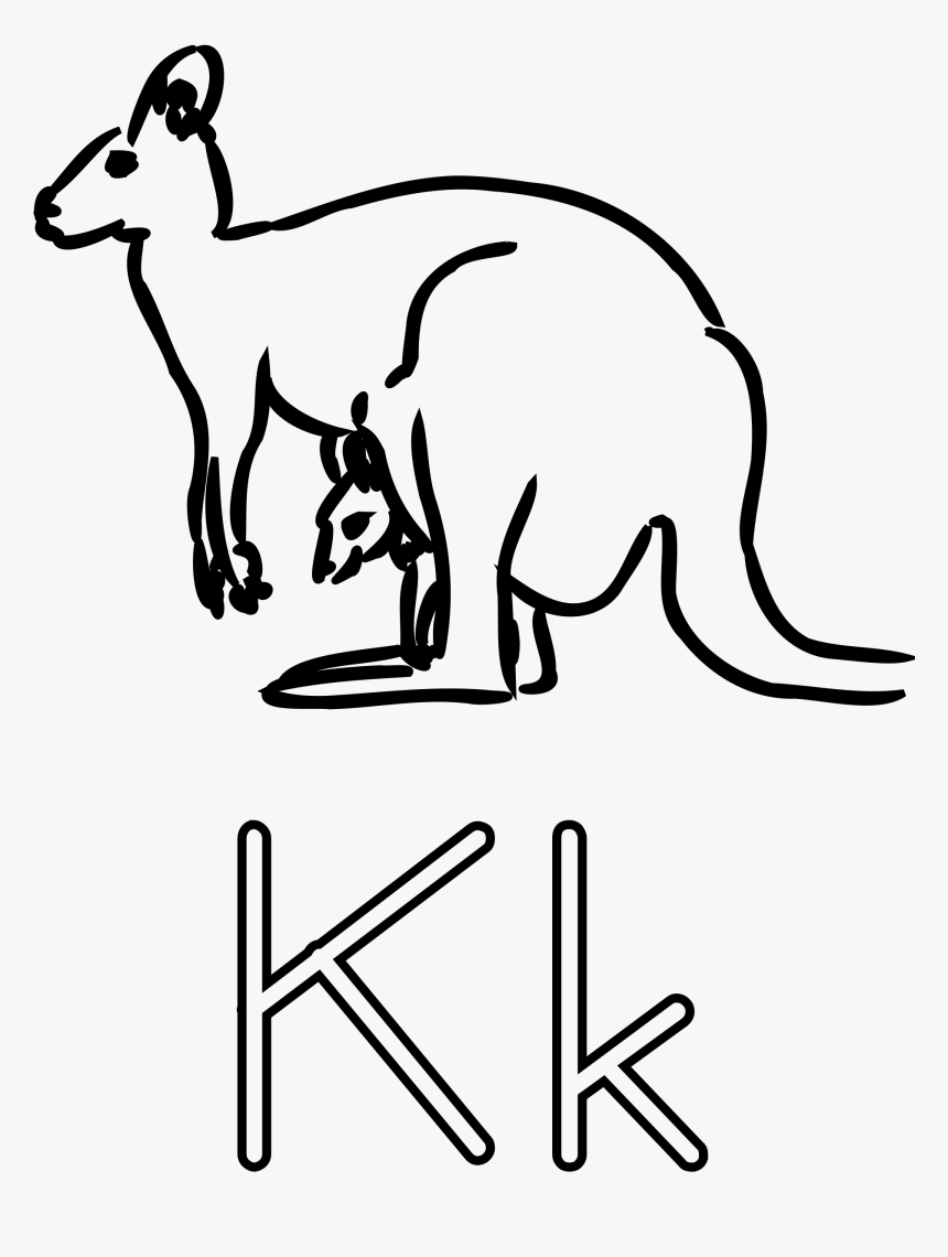 K Is For Kangaroo Clip Arts - Kangaroo Coloring, HD Png Download