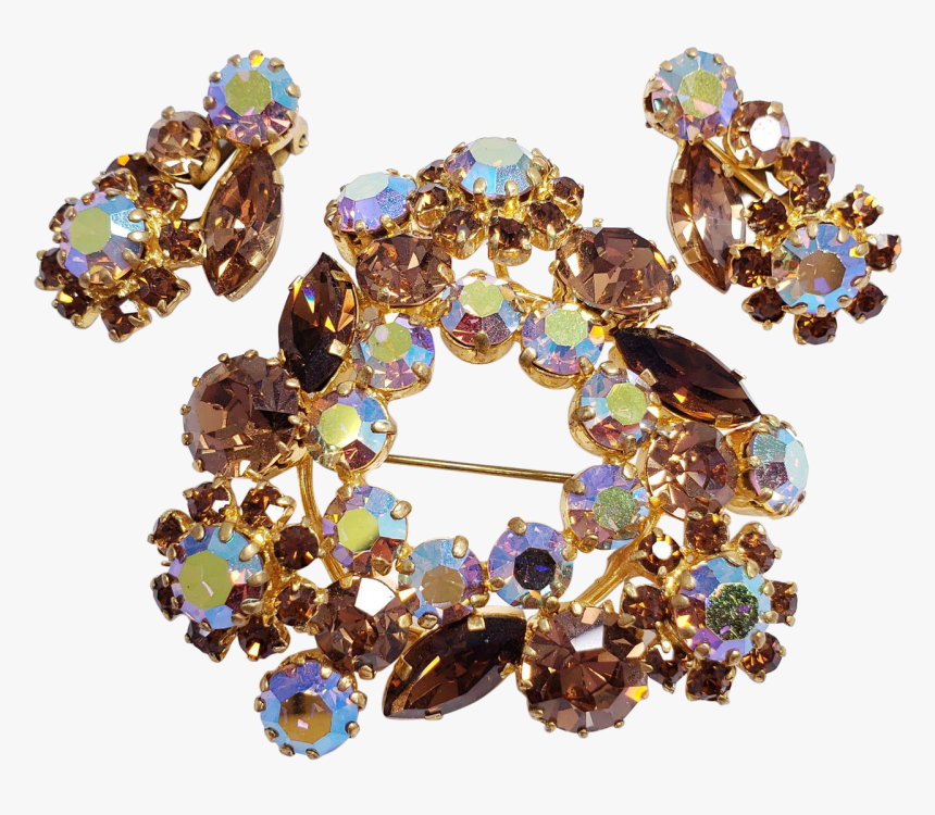 Austrian Aurora Borealis And Amber Colored Crystal - Crystal, HD Png Download