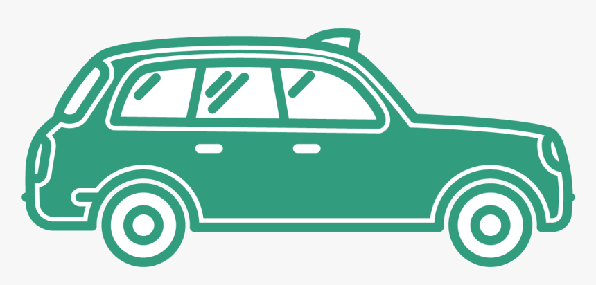 Green Outline Of Taxi With Entire Inside Filled In - Taxi Front Clipart Png, Transparent Png