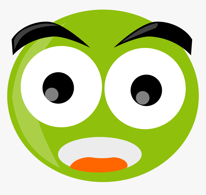 Shocked Face Smiley - Surprised Face Clipart Green, HD Png Download
