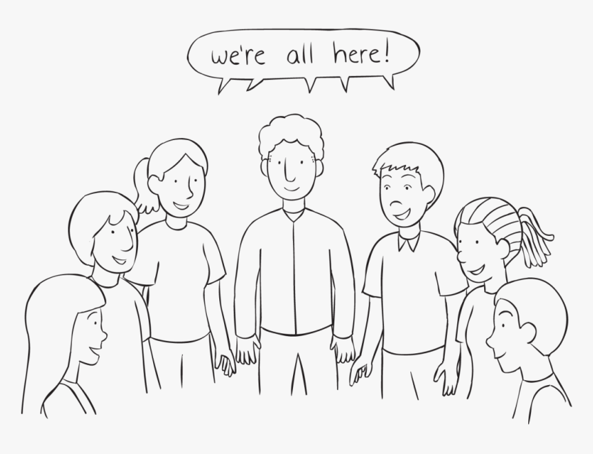 People Standing In A Circle Saying We Re All Here In - Line Art, HD Png Download