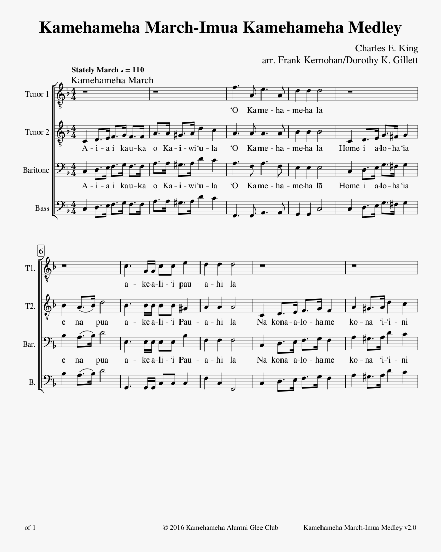 Imua Kamehameha Sheet Music, HD Png Download