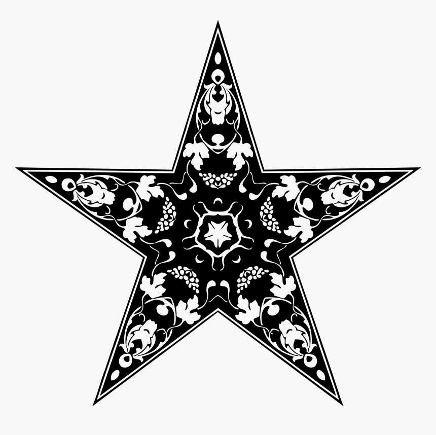 Abziehtattoo Nautical Star Paisley - Estampado Blanco Y Negro De Estrellas, HD Png Download