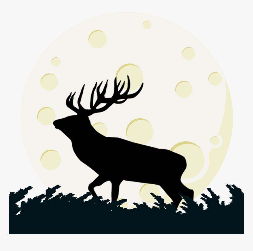 Buck Deer And Moon Transparent Clipart Png Elk Png - Elk, Png Download