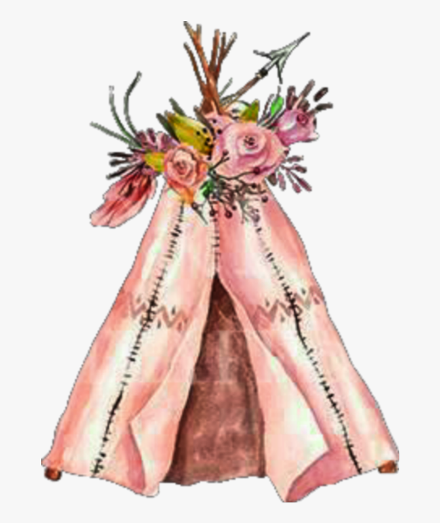 #teepee #tent - Boho Woodland Baby Shower Flowers, HD Png Download