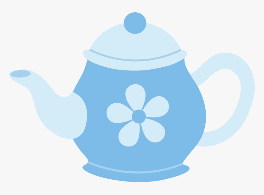 Blue Teapot With Flower - Clip Art, HD Png Download