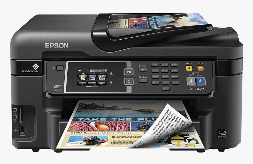 Laser Printer Png Free Download - Epson Workforce Wf 3620dwf, Transparent Png