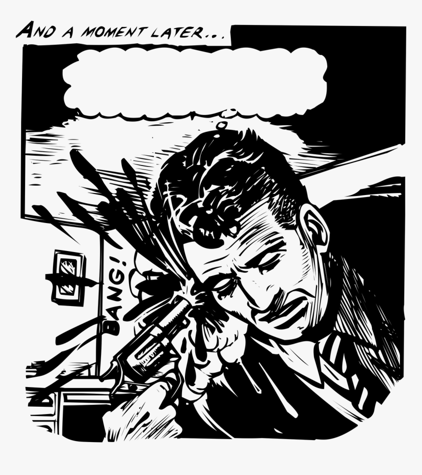 Comics, Man, Gun, Shot, Cartoon, Free Illustrations,free - G59records Shirts, HD Png Download