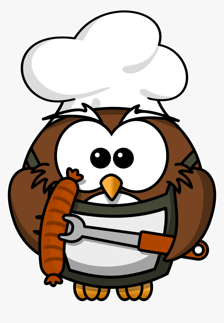 Owl With Sausage Clip Arts - Owl Cooking Clipart, HD Png Download