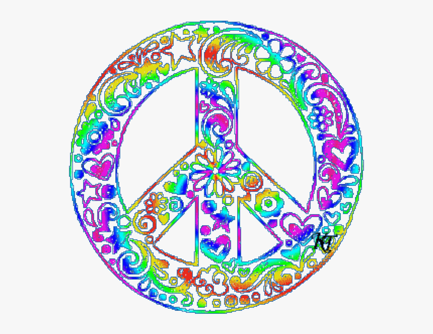 Peace Sign Clipart Trippy - Hippie Peace Sign Gif, HD Png Download