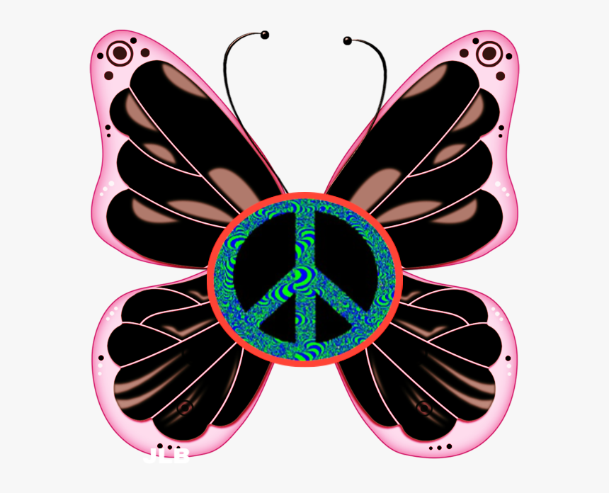 Hippie Clipart Trippy - Black And Pink Butterfly Png, Transparent Png