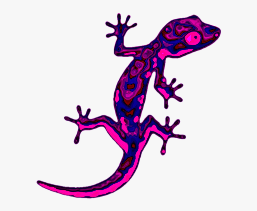 Sticker Geco Lizard Reprile Trippy Psycadelic Neon - Gecko Clipart, HD Png Download