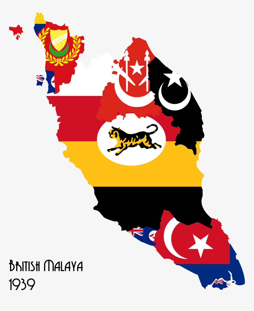 Flag-map Of British Malaya, 1939 Clip Arts - Federated Malay States Flag, HD Png Download