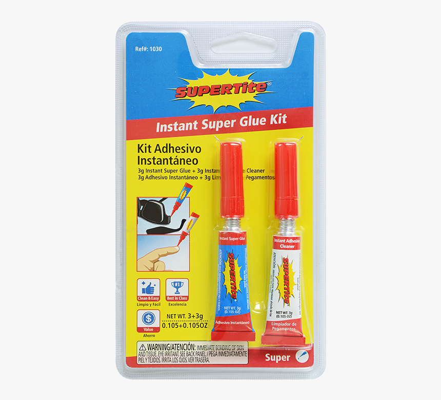 68186 - Supertite Glue Kit Instant Glue 3g Adhesive Cleaner, HD Png Download