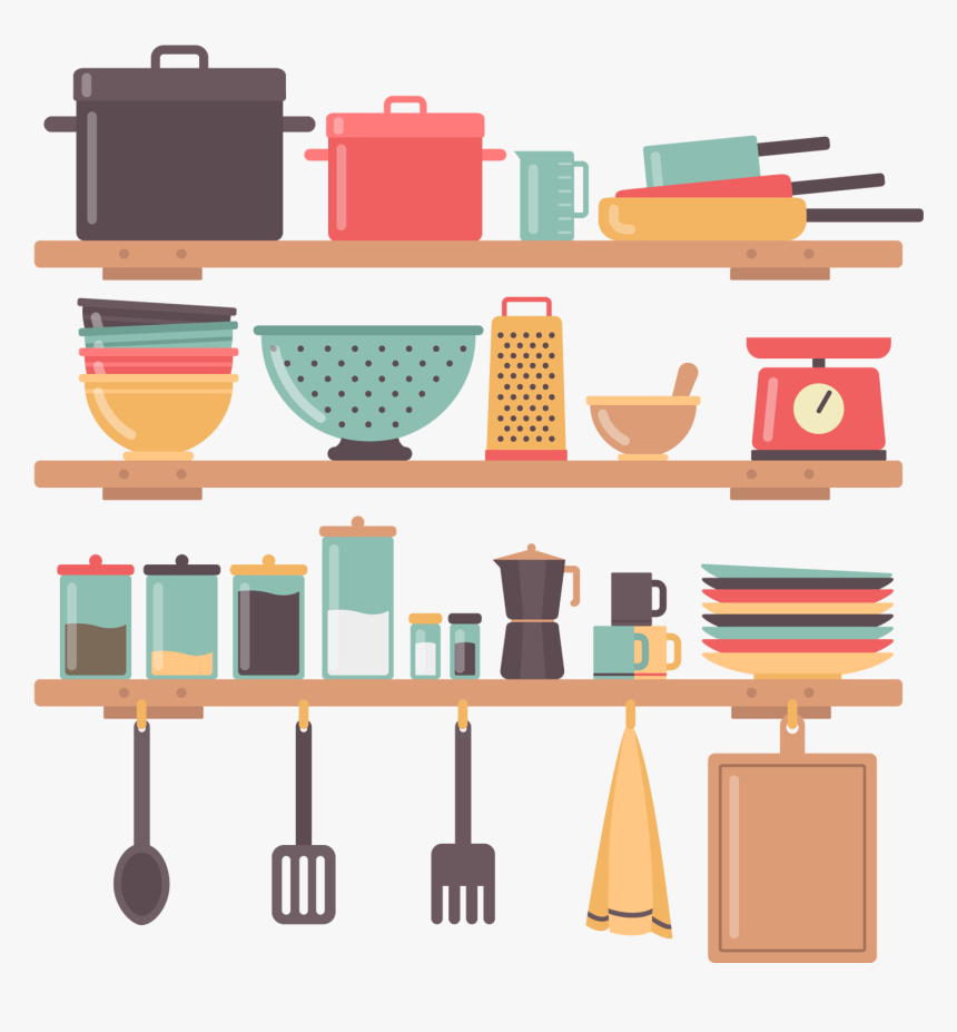 Utensil Shelf Services Vector Design House Interior - Cooking Cross Stitch Pattern, HD Png Download