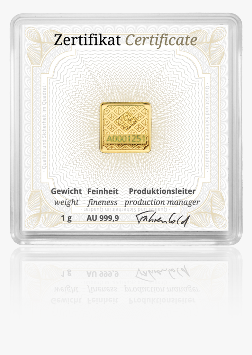 1g Gold Bar Degussa 15616 - 1 Gram Gold Geiger, HD Png Download
