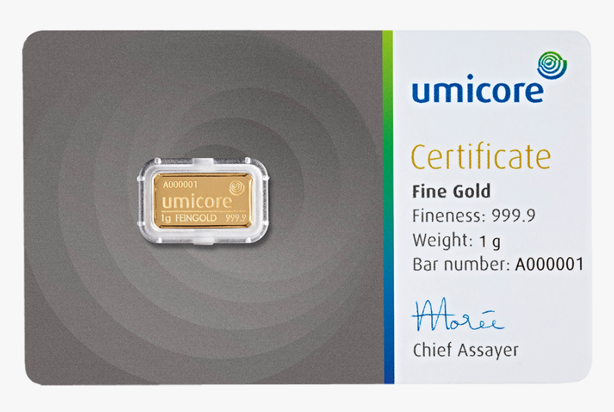 Umicore 1g Gold Bar, HD Png Download