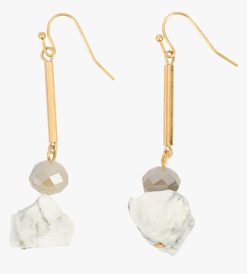 *gold Bar, Howlite Crystal - Earrings, HD Png Download