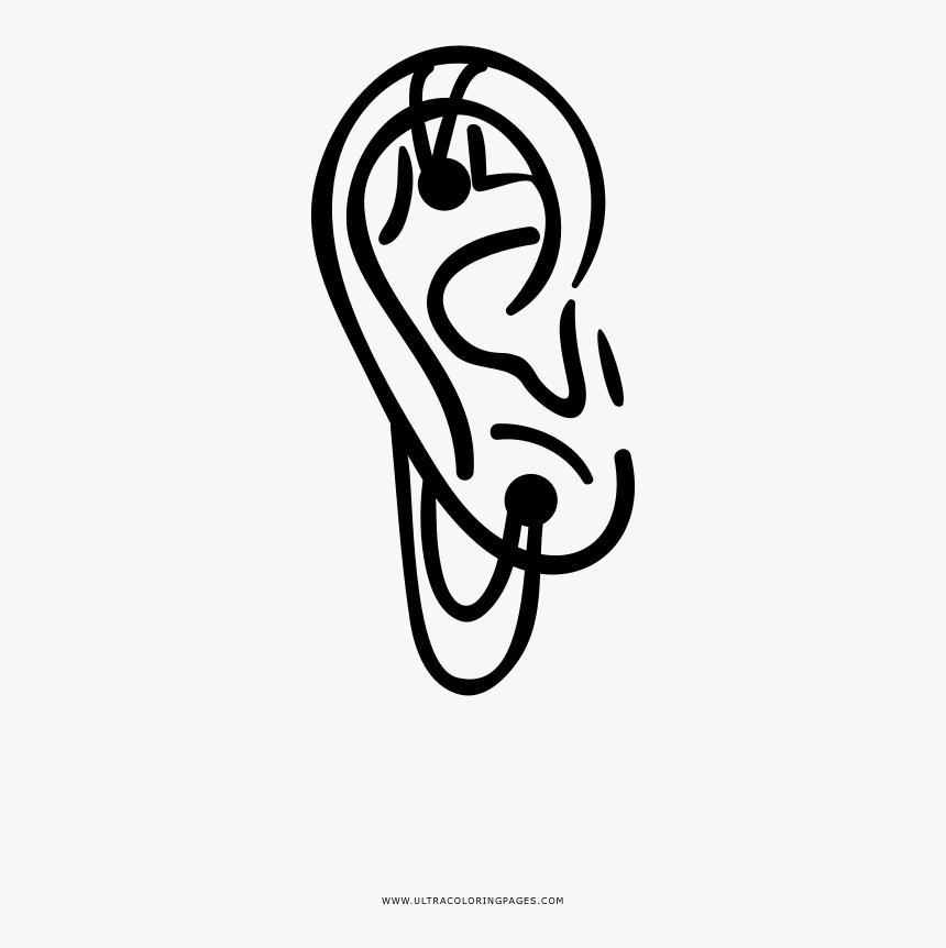 Ear Piercing Coloring Page - Piercing Desenho, HD Png Download