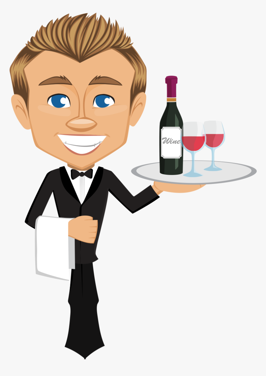 Cartoon Q Version Cook Of The Hand - Waiter Cartoon, HD Png Download