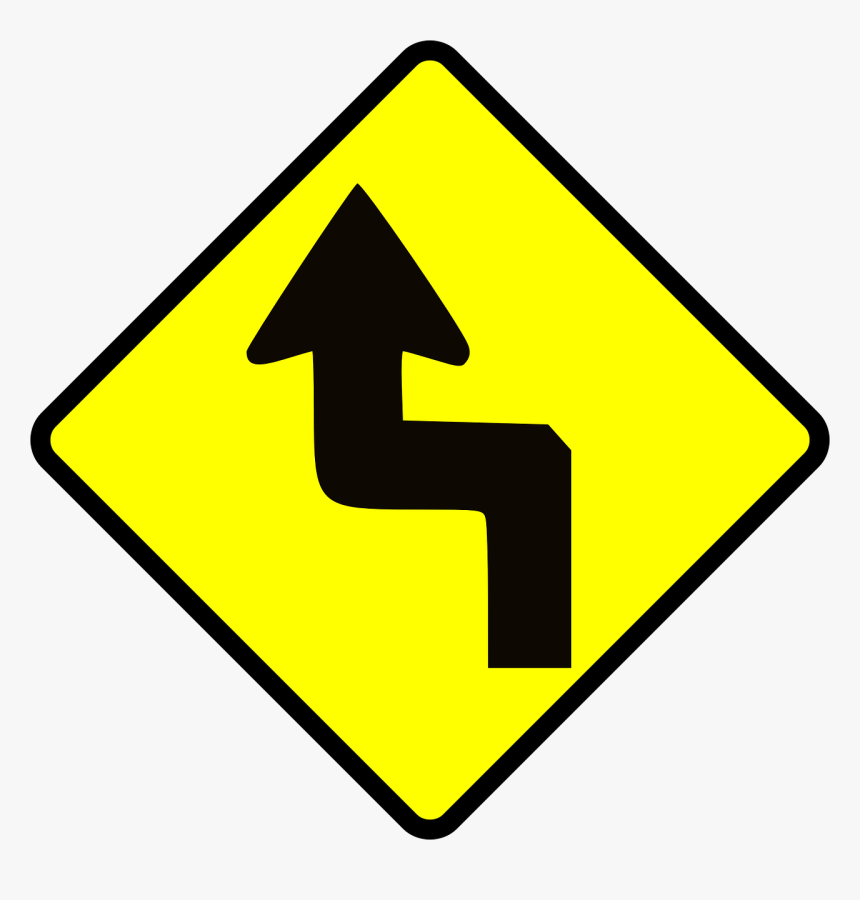 Zigzag, Caution, Road, Direction, Street, Highway, - Zig Zag Road Sign, HD Png Download