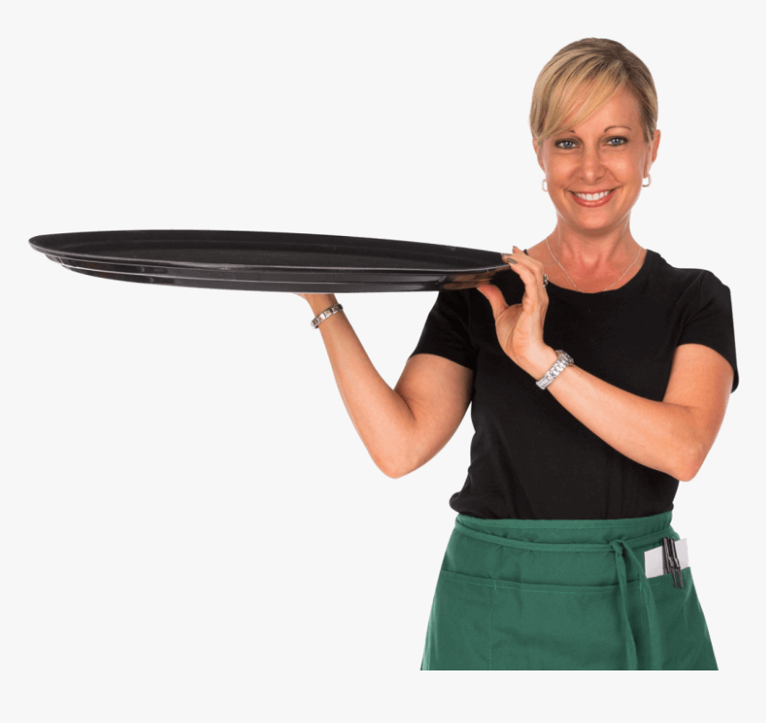 Happy Waitress Holding Empty Platter Tandi Wait Staff - Waitress Transparent, HD Png Download