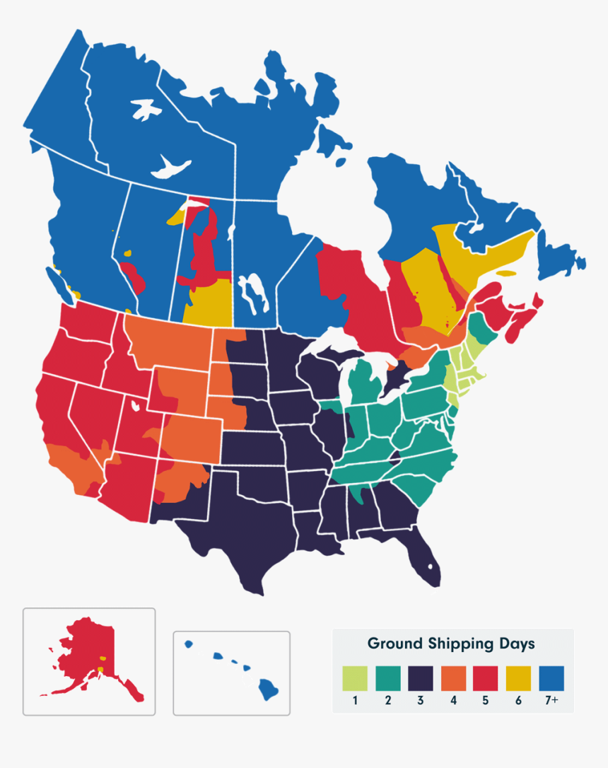 Estimated Ground Transit Times - Map Of North America Png, Transparent Png