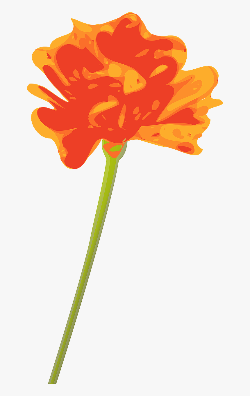 Orange Flower With Stem, HD Png Download