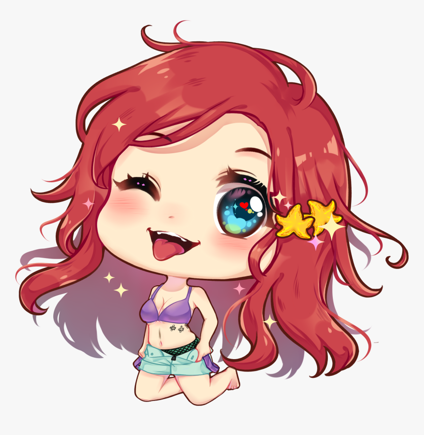 Image Of Ariel Chibi Sticker - Cartoon, HD Png Download
