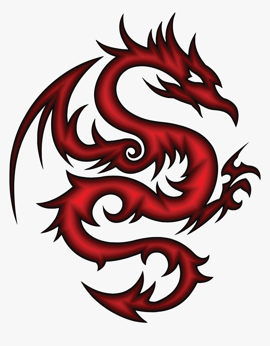 Transparent Dragon Clipart Free - Dragon Face Red Tribal, HD Png Download