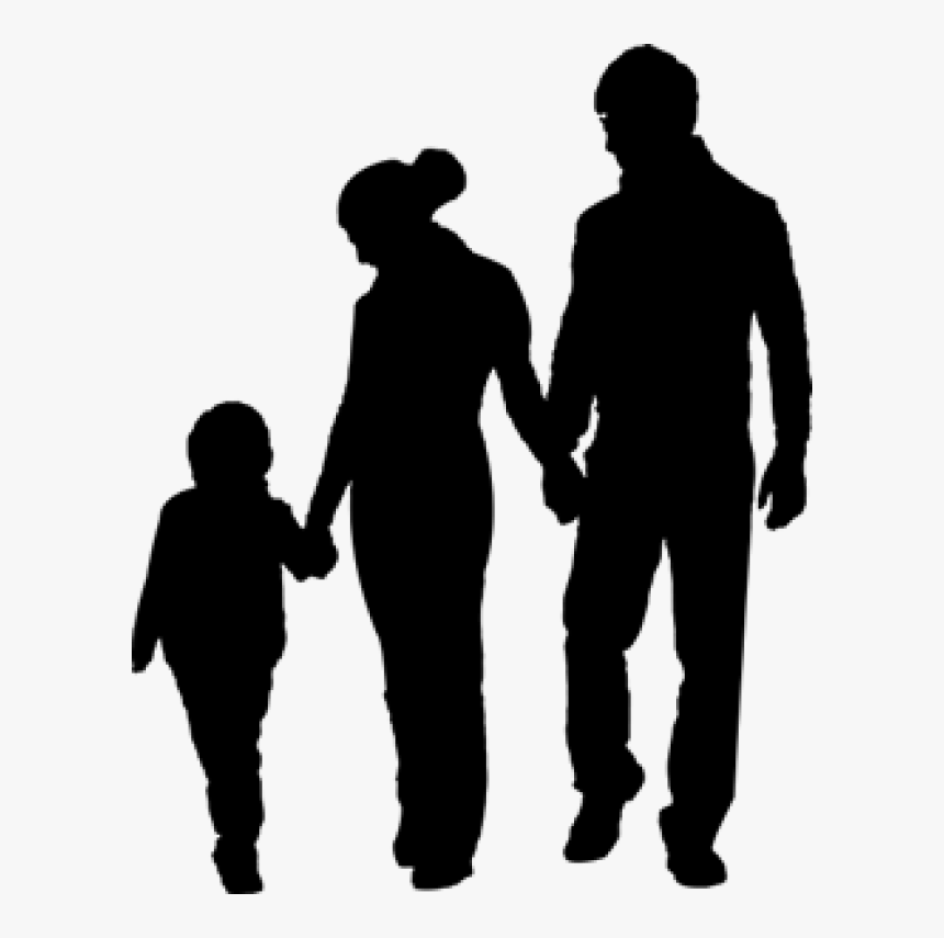 Family Child Silhouette Clip Art - Parents Silhouette Png, Transparent Png