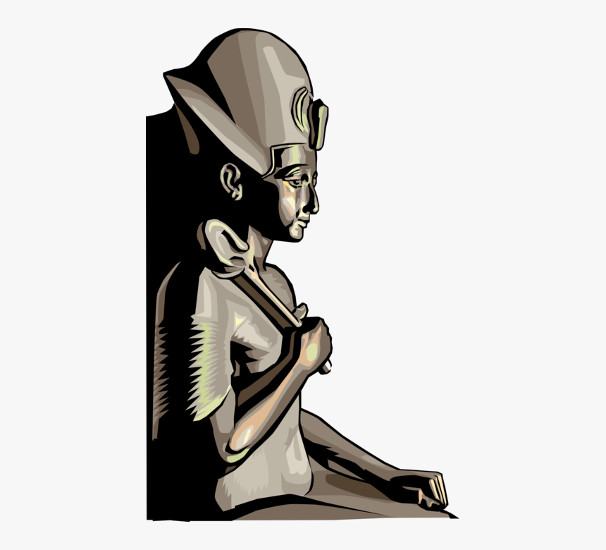 Vector Illustration Of Ancient Egypt Seated Statue - Cartoon, HD Png Download
