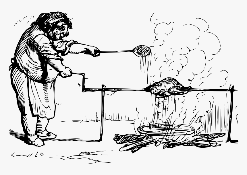 Roasting A Goose Clip Arts - Roasting Human Drawing, HD Png Download