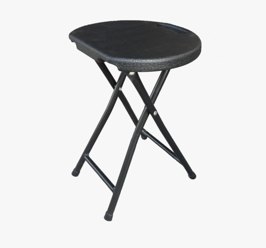 Black Super Sturdy Folding Stool - Folding Stool Wooden Seat, HD Png Download
