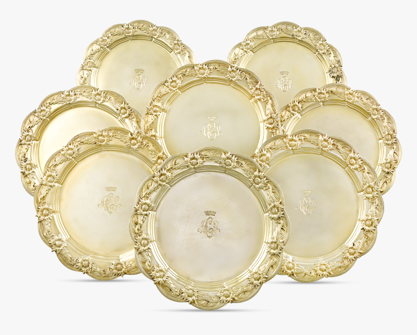 Chrysanthemum Silver-gilt Dinner Plates By Tiffany - Circle, HD Png Download