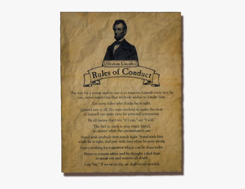 Abraham Lincoln Rules Of Conduct, HD Png Download