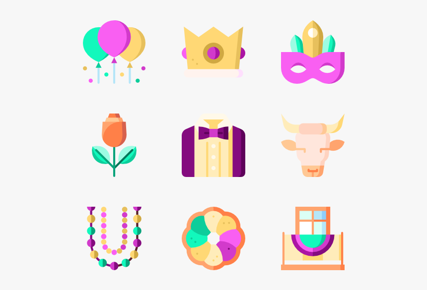 Mardi Gras Icons Png, Transparent Png