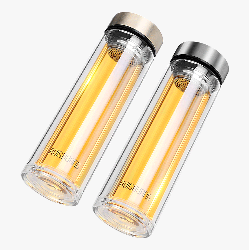 Rui Cool Glass Cup Water Cup Male Student Double Portable - Glass Bottle, HD Png Download