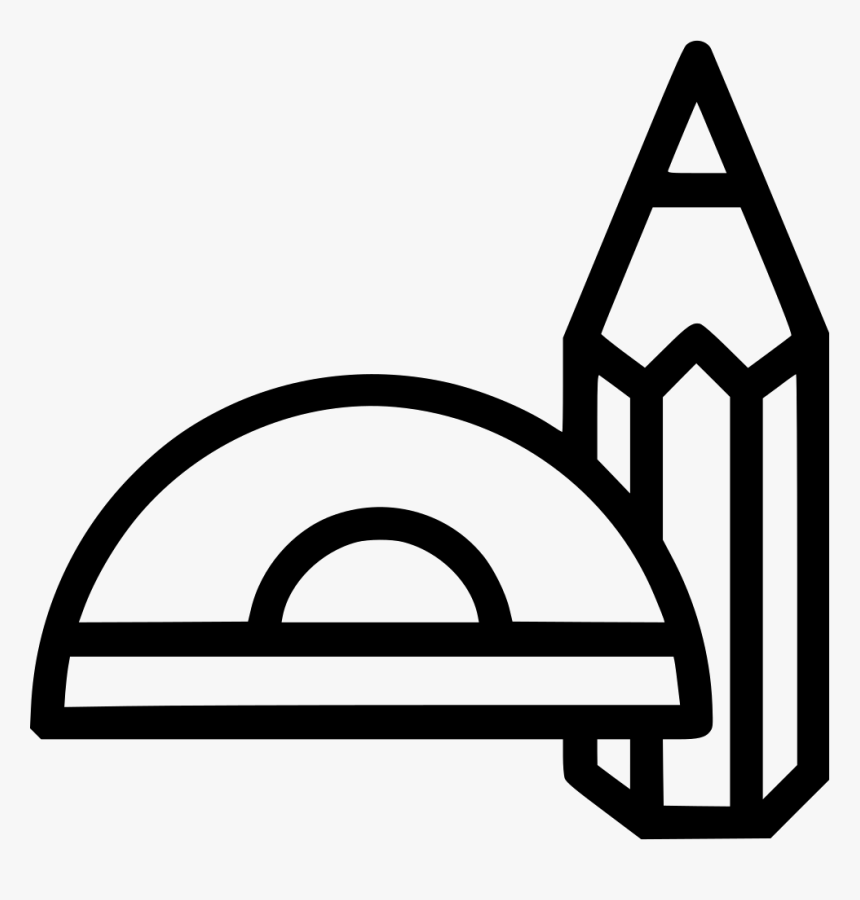 Protractor Geometry Drafting Draw Pencil Design - Scale And Pencil Logo, HD Png Download