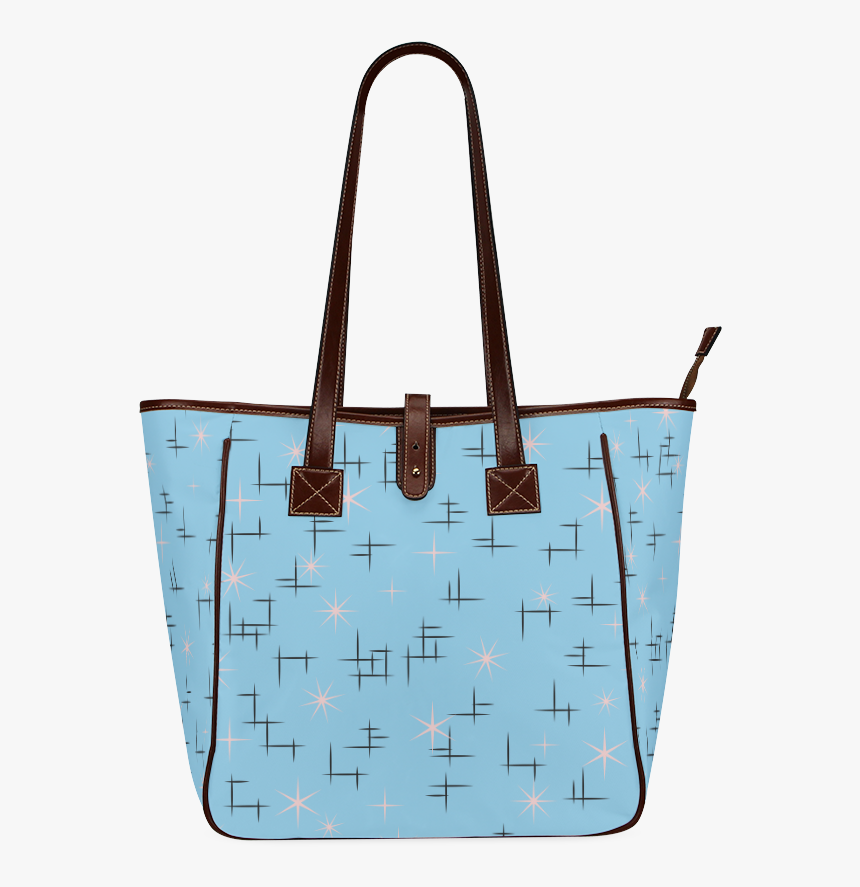 Abstract Lines And Pink Stars On Baby Blue Retro Classic - Tote Bag, HD Png Download