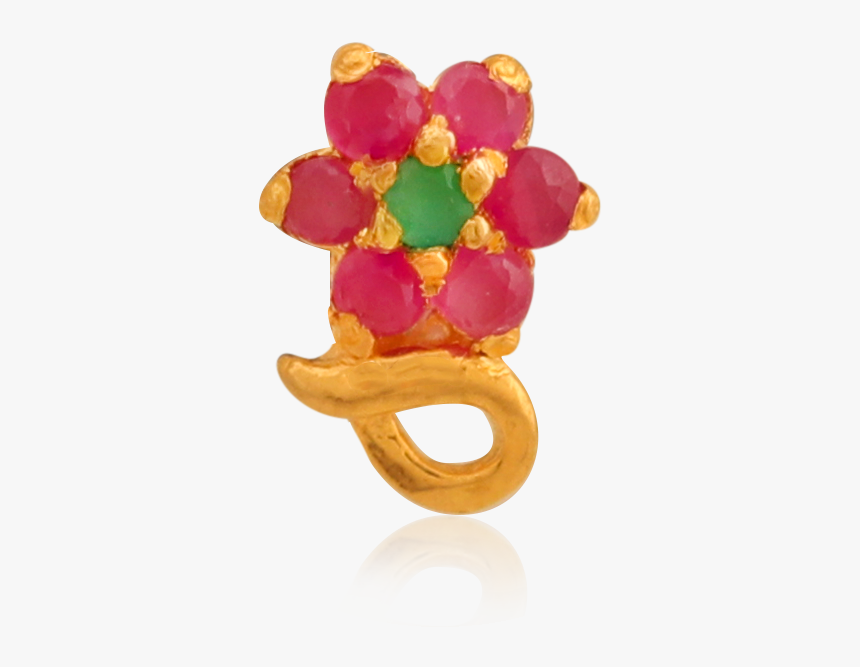 Floral Charm Gold Nose Pin - Artificial Flower, HD Png Download
