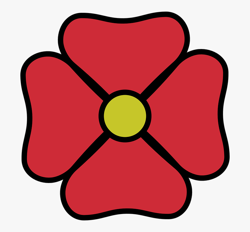Flower, Red, Petals, Yellow, Centre, Floral, Blooms - Red Flower Clipart, HD Png Download