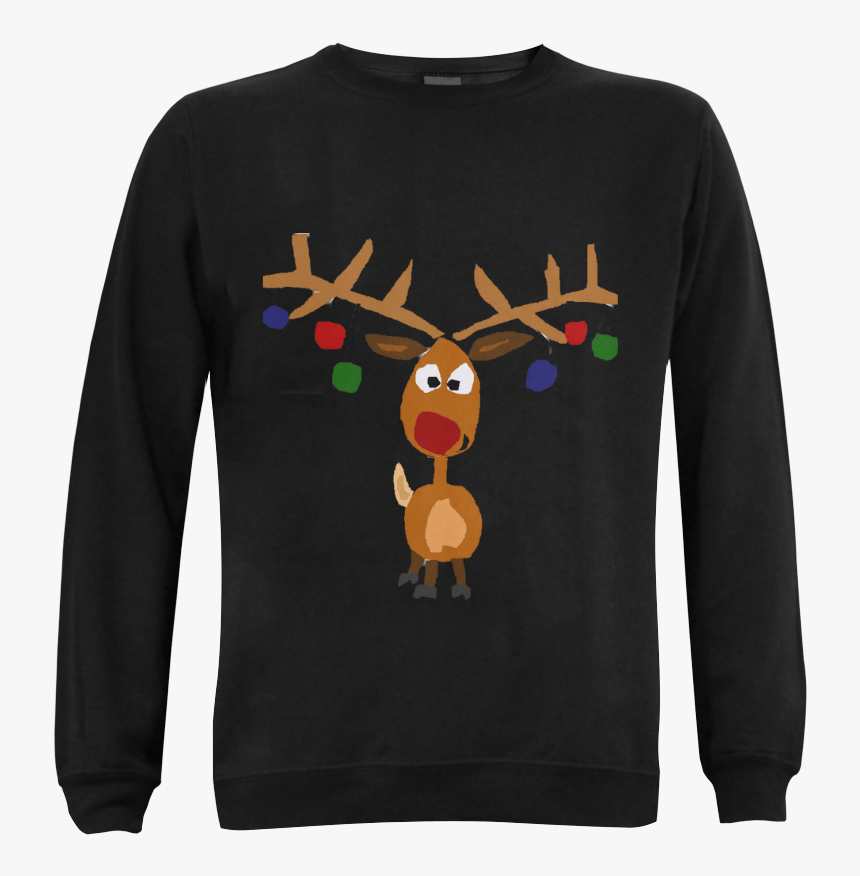 Funny Funky Rudolph Reindeer Christmas Art Gildan Crewneck - Sweater, HD Png Download