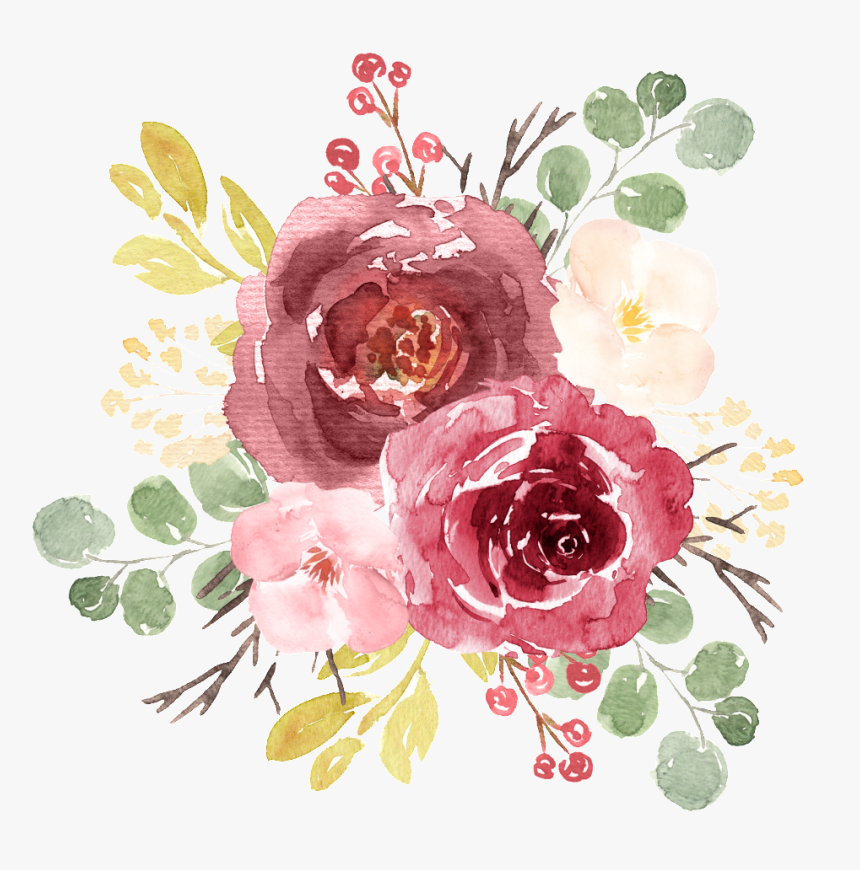 Hand Painted Classical Big Peony Flower Png Transparent - Transparent Watercolor Rose Png, Png Download