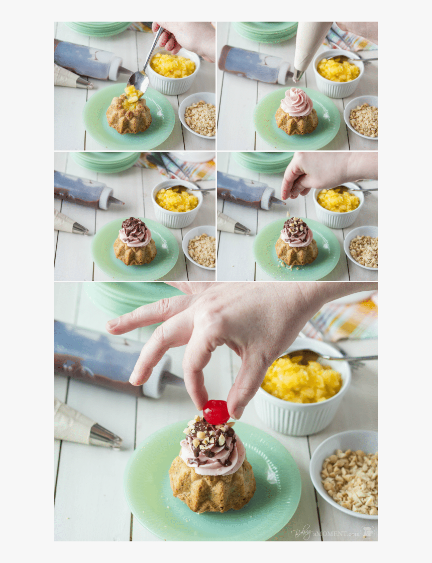 Banana Split Mini Bundt Cakes - Buttercream, HD Png Download