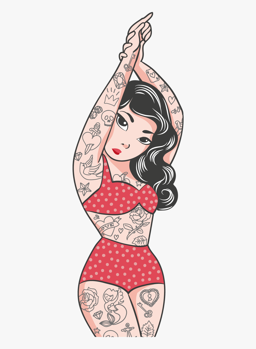 Tattooed Pin Up Girl Drawings, HD Png Download