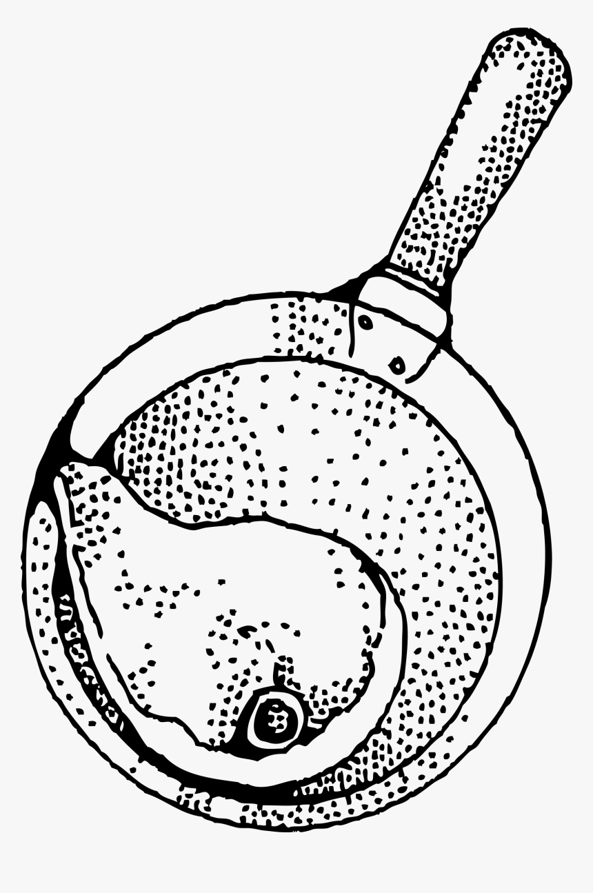 Frying Pan With Chop Clip Arts - Ham On Pan Clipart Black And White, HD Png Download