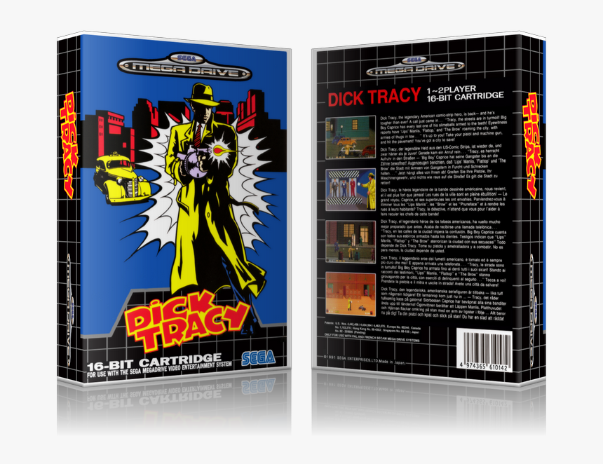 Sega Genesis Dick Tracy Sega Megadrive Replacement - Cover Megadrive Dick Tracy, HD Png Download