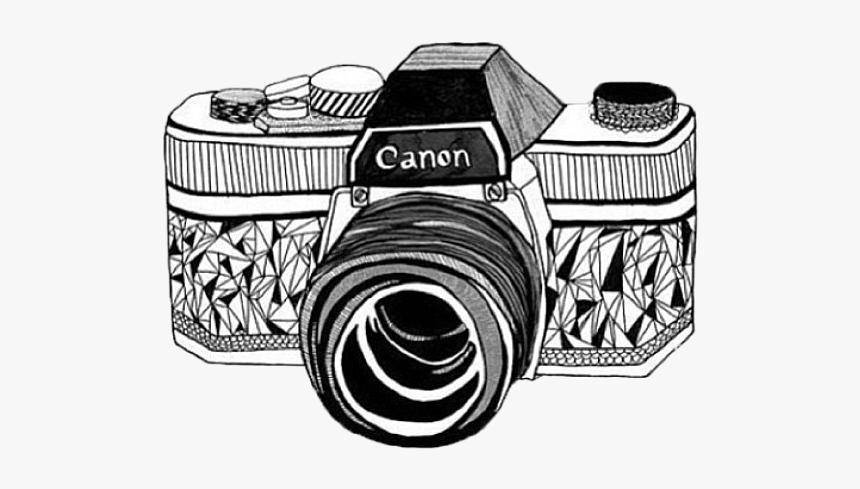 Overlay, Canon, And Camera Image - Black And White Camera Drawing, HD Png Download